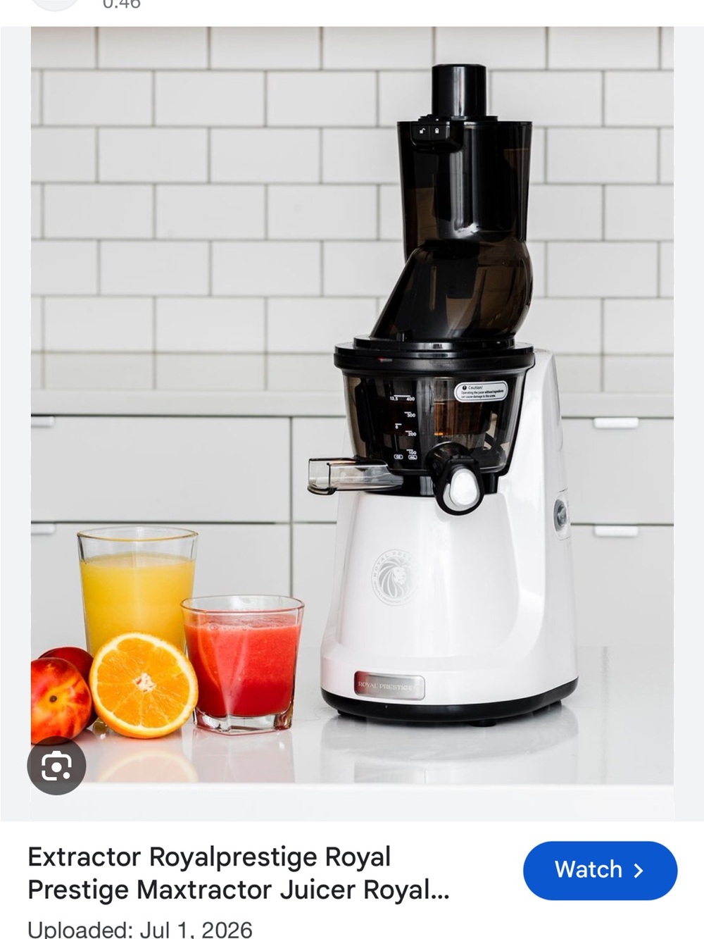 Maxtractor Royal Prestige Slow Juicer and Ice Cream Maker— White/Smoky Black